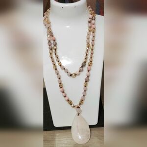 Harmony Necklace handcrafted with natural Stone Quartz, and Agate.